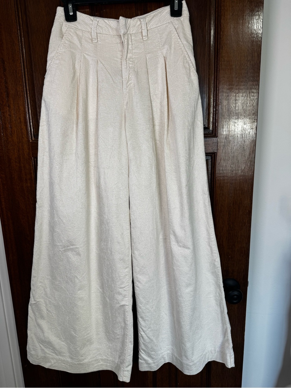 Maeve Wide-Leg Corduroy Pants in Cream